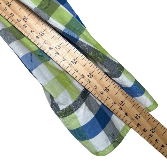 Robert Graham Slide Green Blue L/S Button Up Shirt Men's Flip Cuffs Size XL - Picture 12 of 15